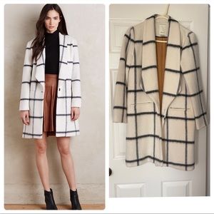 Anthropologie Elevenses Windowpane Car Coat